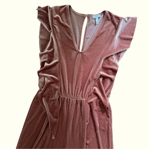 Leith Velour Jumpsuit Wide Leg V-neck Flattering Sleeves Ruffles M - Picture 4 of 9